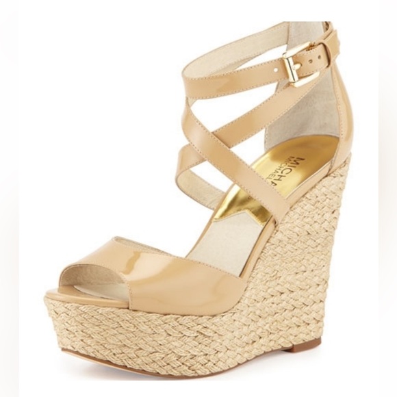 Michael Kors Gabriela Nude Patent Woven Wedge Sandal - Picture 10 of 10